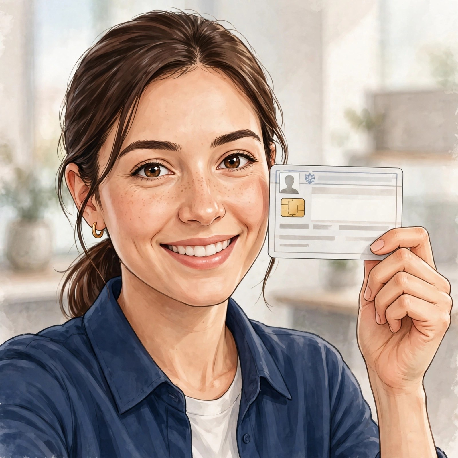 Persona mostrando su documento de identidad para verificación